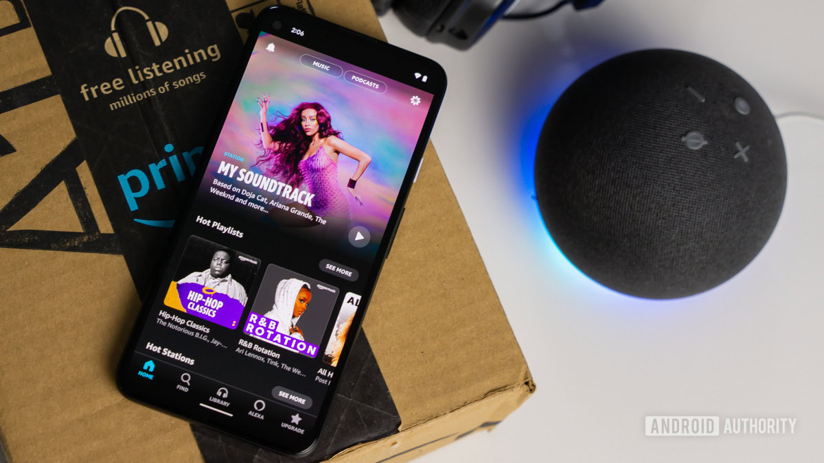 Amazon-Music-with-Echo-and-headphones-stock-photo-7 amazon music unlimited with echo dot