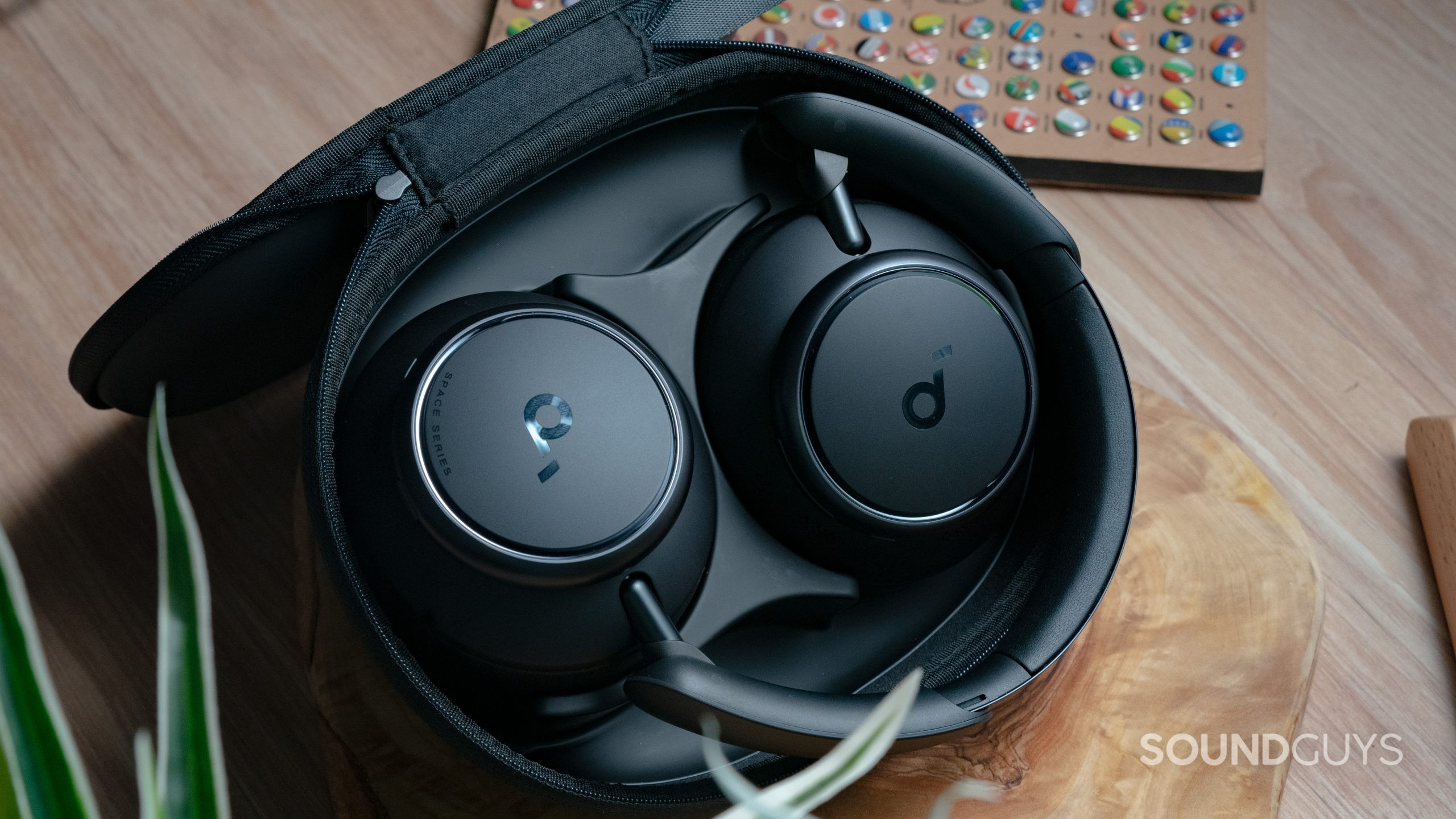 Anker Soundcore Space Q45 case The Anker Soundcore Space Q45 sitting in its case.