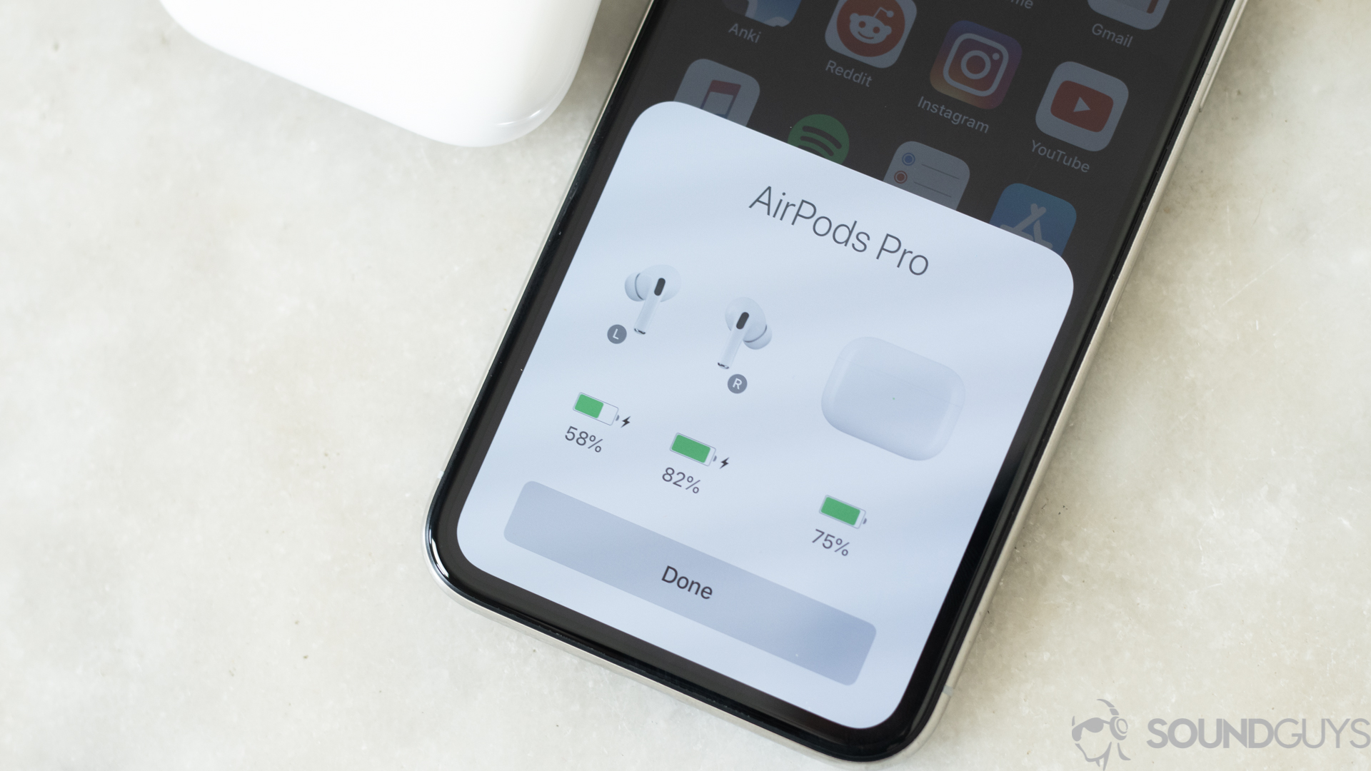 Apple AirPods Pro-10 The Apple AirPods Pro touch settings on an iPhone.
