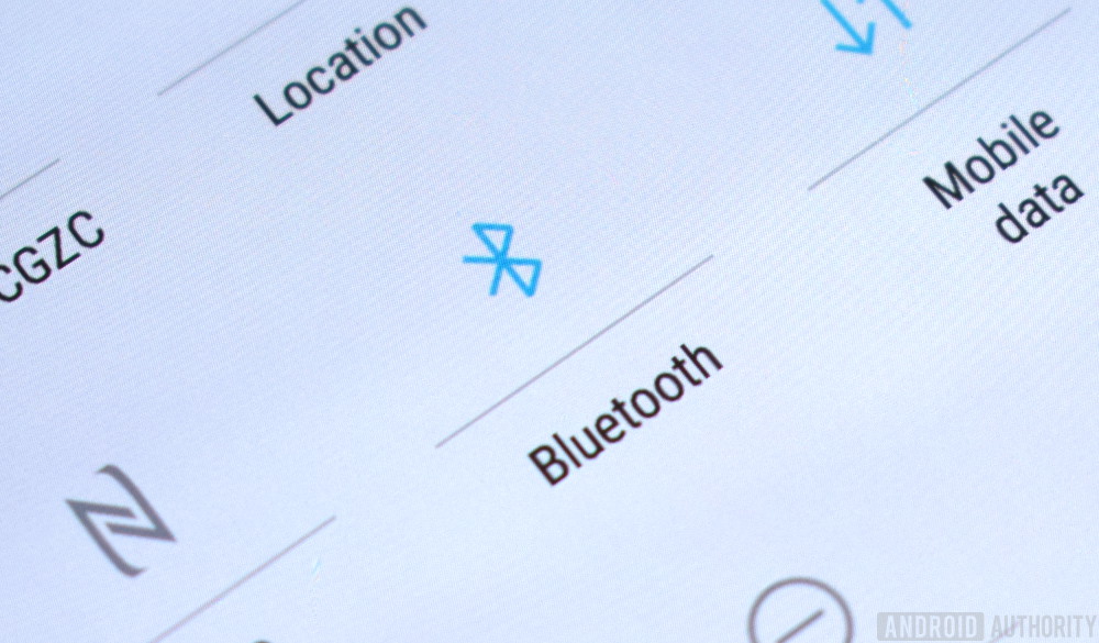 Bluetooth-Toggle A photo of the Bluetooth toggle on the Android dropdown menu.
