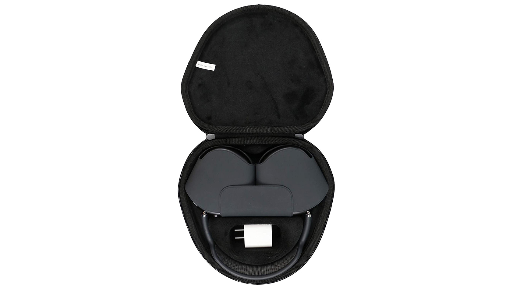 co2CREA Hard Carrying Case AirPods Max open The co2CREA Hard Carrying Case with the AirPods Max and Smart Case inside.