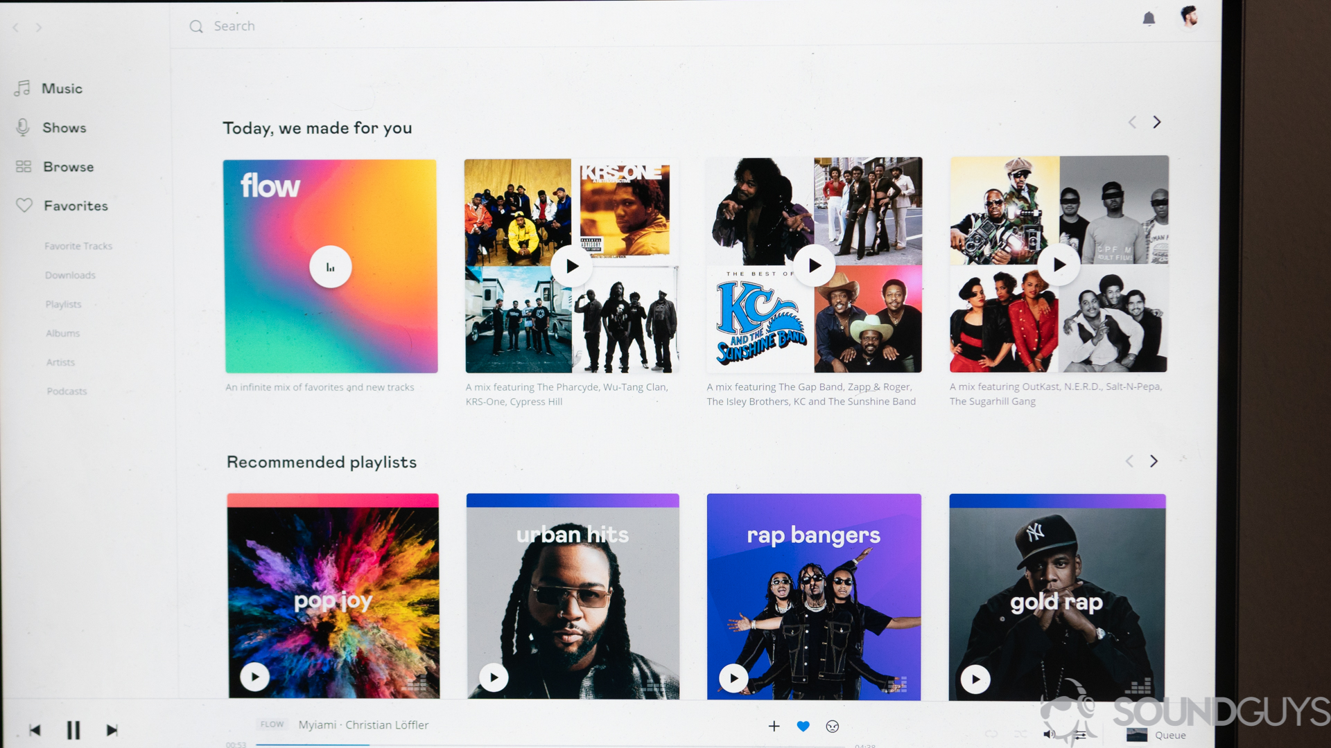 Deezer app for PC Pictured is the main music section of the Deezer app on desktop