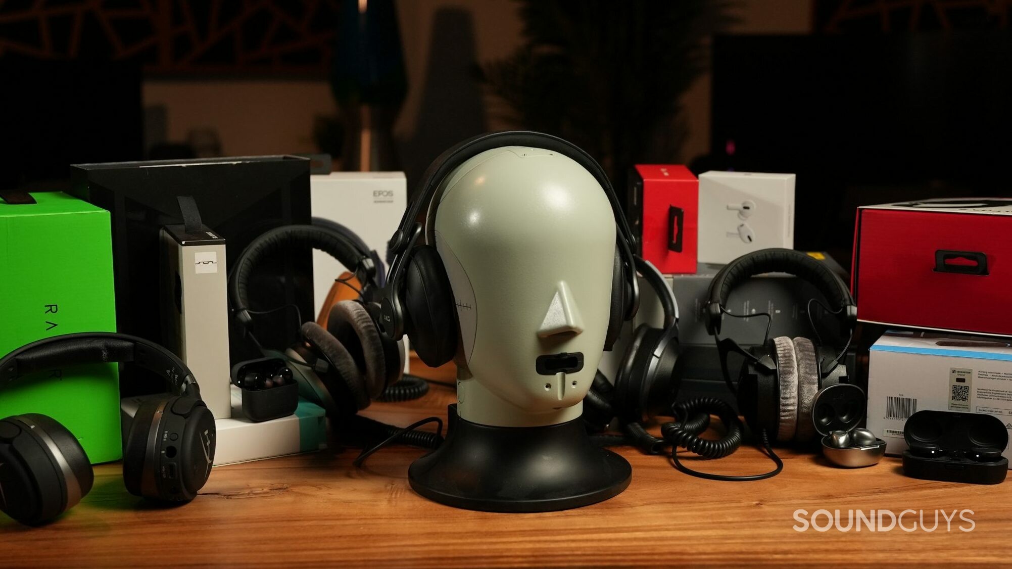 DSC00535 An assortment of headphone products with the B&K 5128 test head.