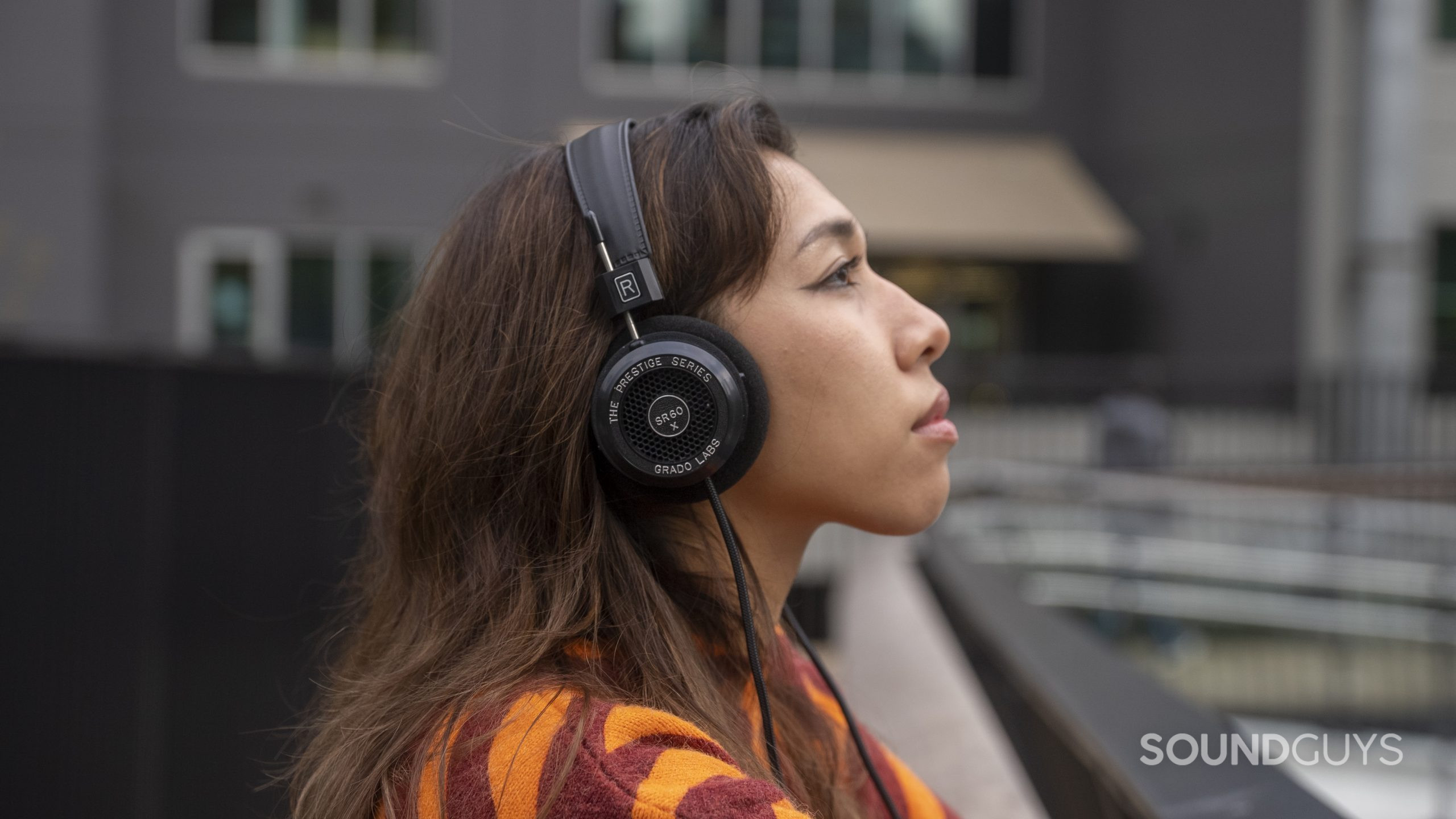 grado-sr60x-wearing While technically portable, wearing the Grado SR60x outside leads to some issues