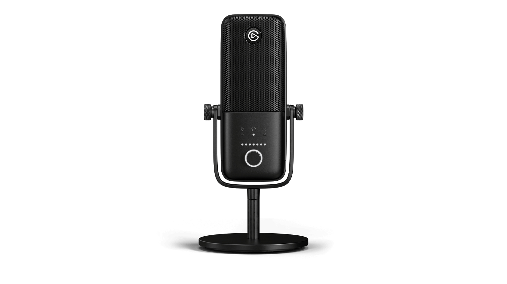 Elgato Wave3 microphone hero image A product image of the Elgato Wave3 microphone in black against a white background.