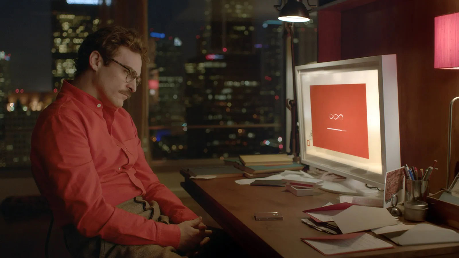 Her Movie still The main protagonist from the movie Her, played by Joaquin Phoenix