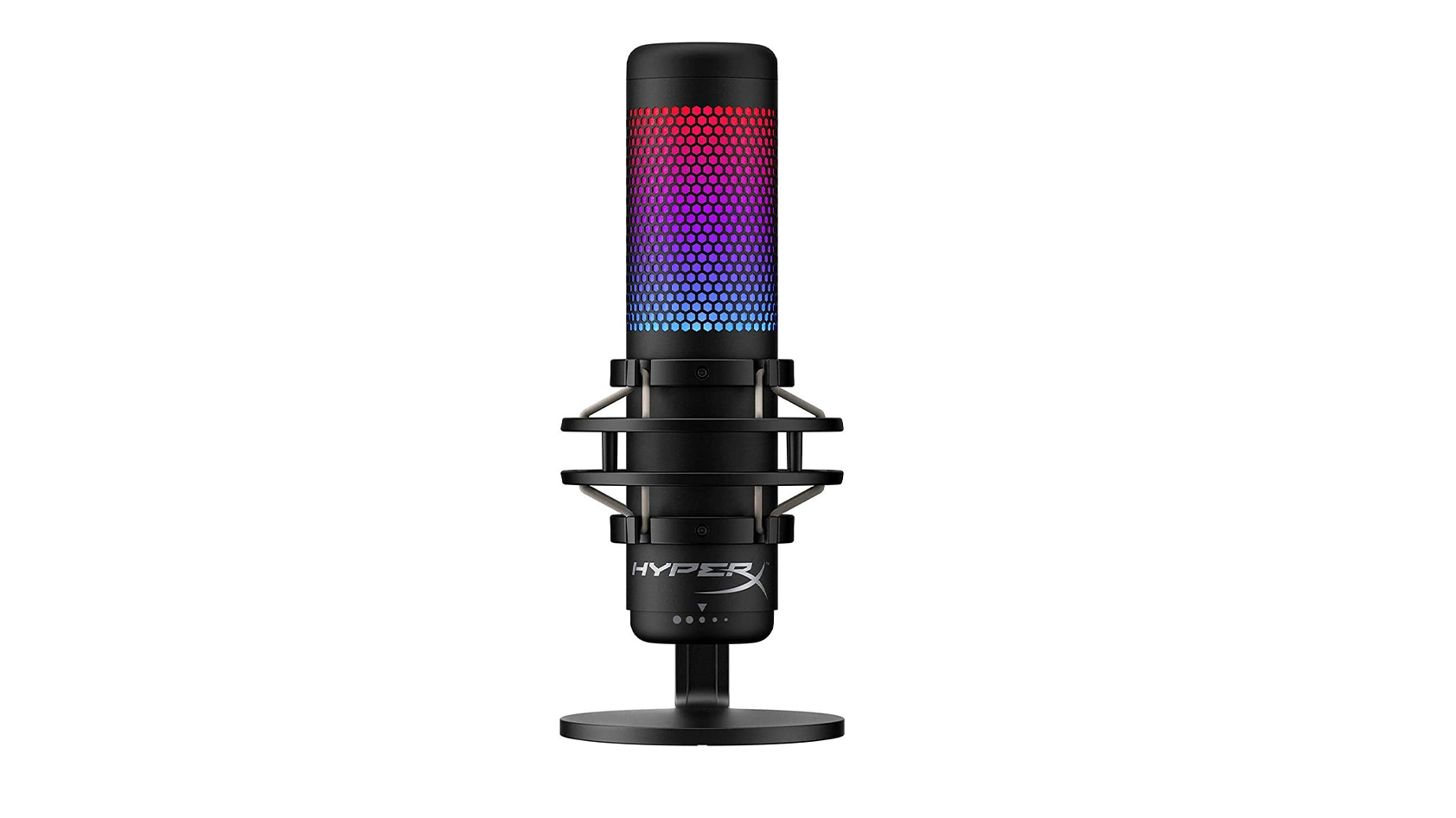 HyperX QuadCast S microphone product image The HyperX QuadCast S gaming microphone against a white background.
