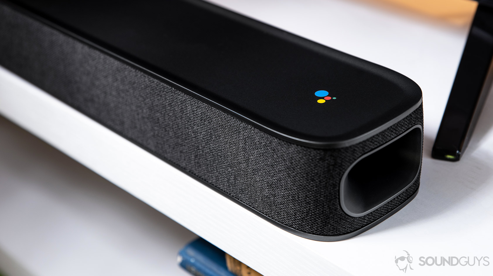 JBL_Link Bar-3_bass Google Assistant smart speaker An image of the JBL Link Bar, one of the best sound bars, branded with the Google Assistant logo.
