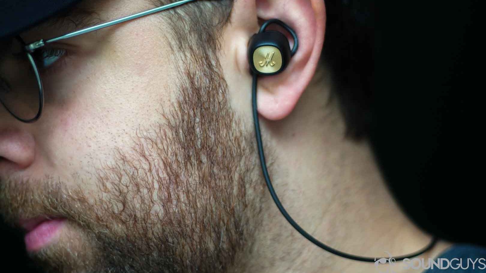 Marshall Minor II-2 Picture of Adam wearing the Marshall Minor II earbuds.