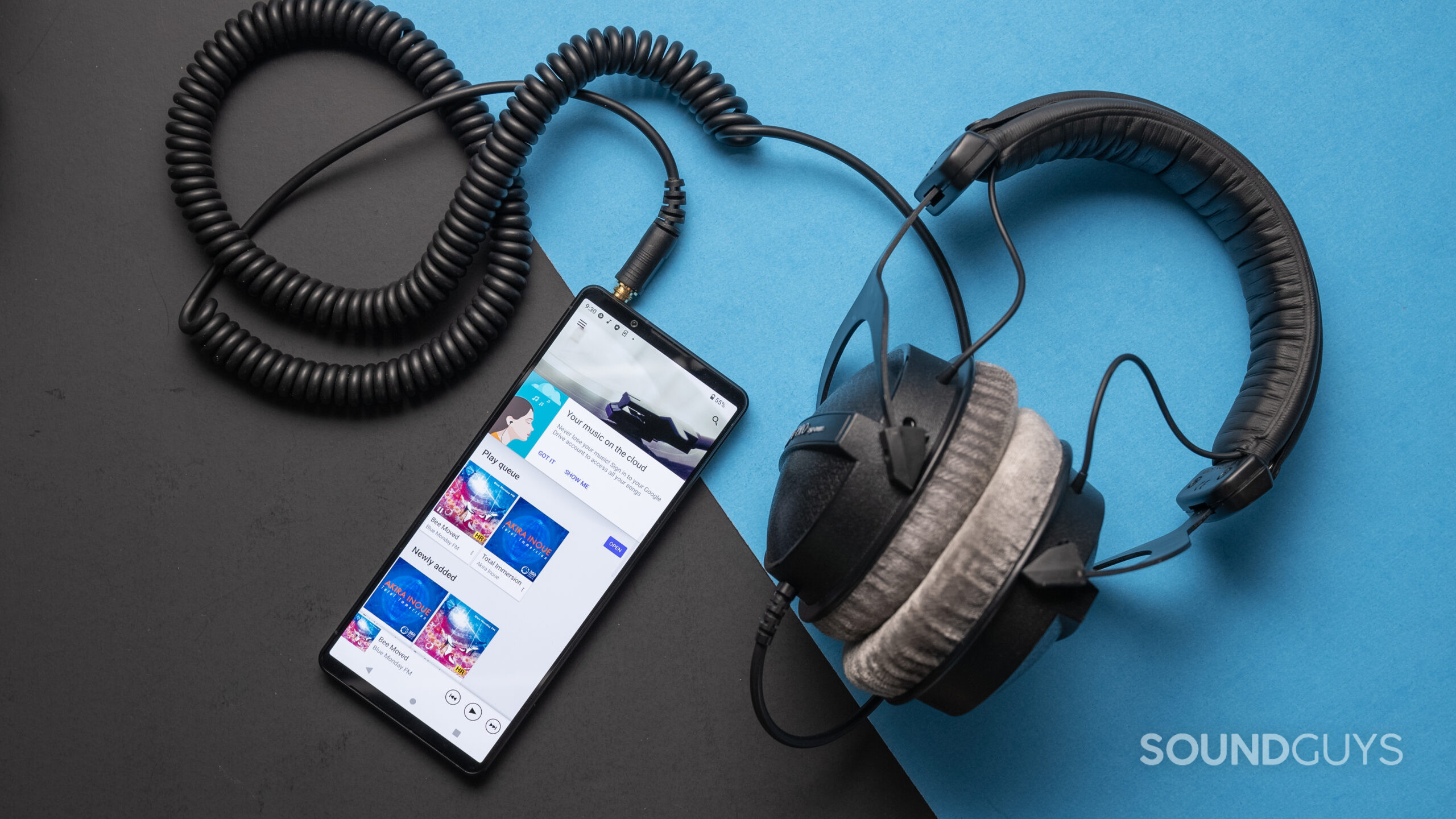 Sony-Xperia-1-V-headphones-plugged-in A pair of corded headphones plugged into a Sony Xperia 1 V phone
