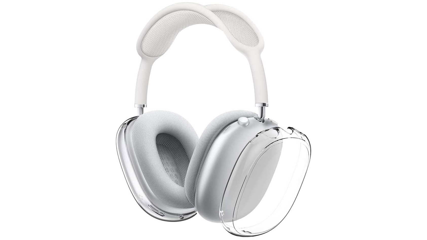 Spigen Ultra Hybrid PRO airpods max headphone covers The Spigen Ultra Hybrid PRO headphone protectors on the AirPods Max.