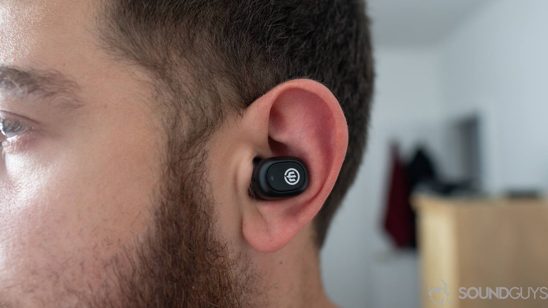 Adam wearing the Wicked Audio Gnar true wireless earbuds Adam wearing the Wicked Audio Gnar true wireless earbuds