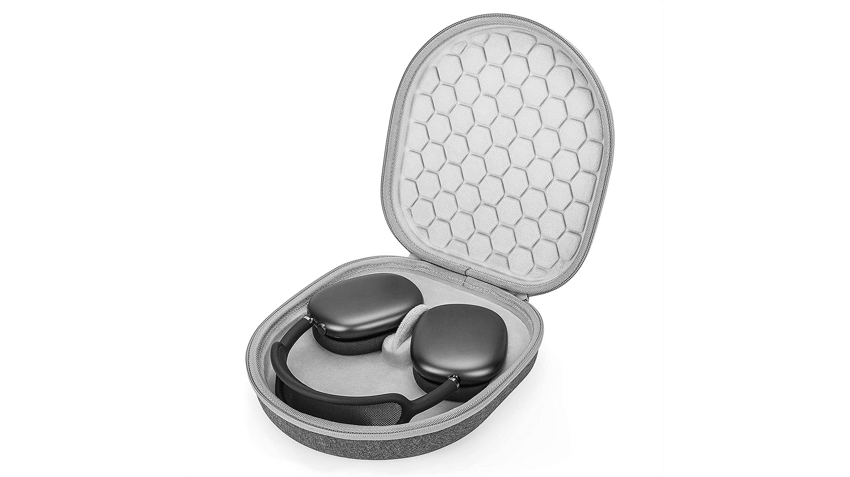 Yinke hard case AirPods Max product image The Yinke AirPods Max case open to reveal the AirPods Max in black.